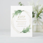 Gold Modern Glam Geometric Botanical Weddenschap R RSVP Kaartje (Staand voorkant)