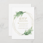 Gold Modern Glam Geometric Botanical Weddenschap R RSVP Kaartje (Voorkant / Achterkant)