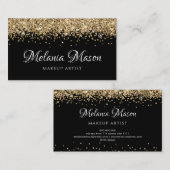 Gold Modern Glitter Makeup Artist Black Elegant Visitekaartje (Voorkant / Achterkant)