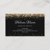 Gold Modern Glitter Makeup Artist Black Elegant Visitekaartje (Achterkant)