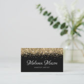 Gold Modern Glitter Makeup Artist Black Elegant Visitekaartje (Staand voorkant)