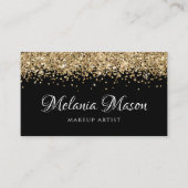 Gold Modern Glitter Makeup Artist Black Elegant Visitekaartje (Voorkant)