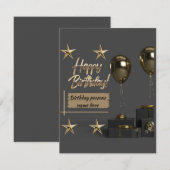 Gold Modern  Happy Birthday Notitiekaartje (Voorkant / Achterkant)