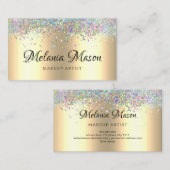 Gold Modern Holographic Glitter Makeup Artist Visitekaartje (Voorkant / Achterkant)