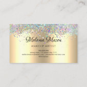 Gold Modern Holographic Glitter Makeup Artist Visitekaartje (Achterkant)