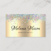 Gold Modern Holographic Glitter Makeup Artist Visitekaartje (Voorkant)
