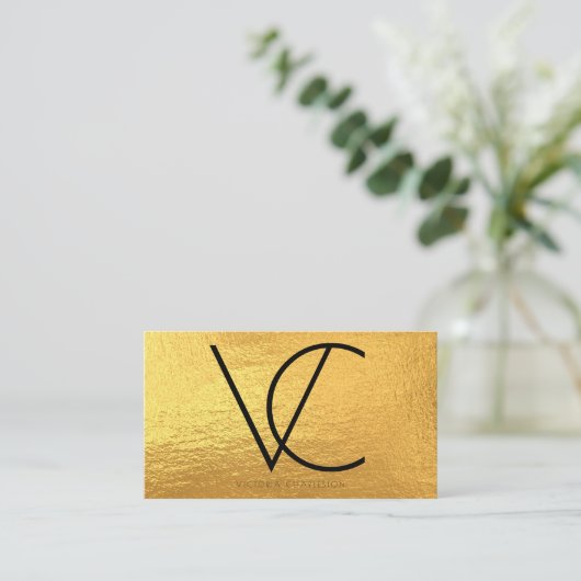 Gold Modern Initialen Visitekaartje (Staand voorkant)