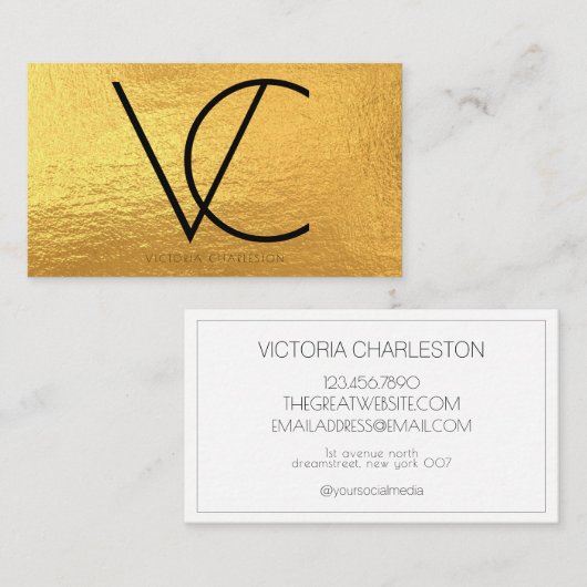 Gold Modern Initialen Visitekaartje (Voorkant / Achterkant)