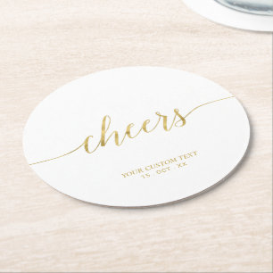 Gold Modern Lettering Cheers Party Event Ronde Kartonnen Onderzetter