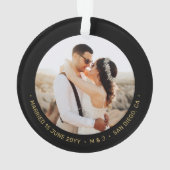 Gold Modern lettering Mr & Mrs First Kerstmis Ornament (achterkant)