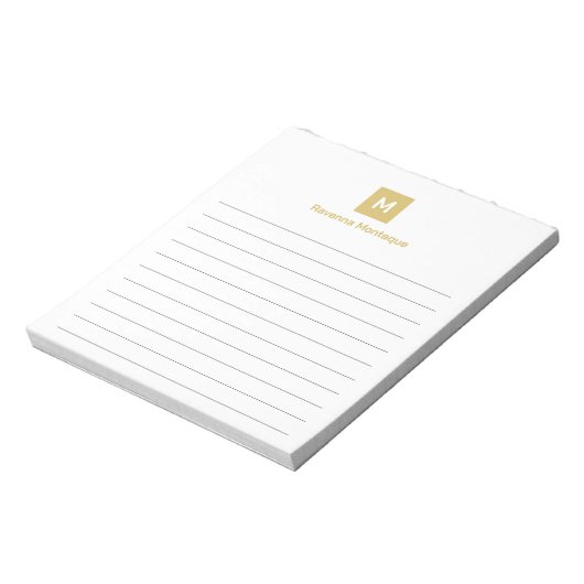 Gold Modern Lined Chic Trendy Monogram  Notitieblok (Linkerzijde)