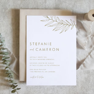 Gold Modern Minimalist Foliage Weddenschap Kaart