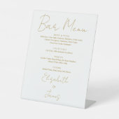 Gold Modern Minimalist Script Bar Menu Reclamebord Met Voetstuk (Voorkant)