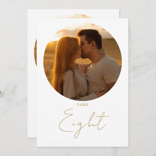 Gold Modern Minimalist Script Tafelnummer (Voorkant / Achterkant)