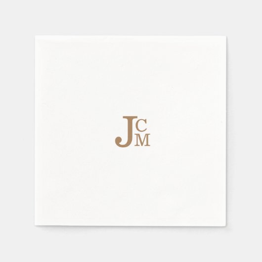 Gold Modern Monogram Wedding Cocktail Napkins Servet (Voorkant)