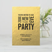 Gold Modern New Years Eve Party nodigt uit Kaart (Staand voorkant)