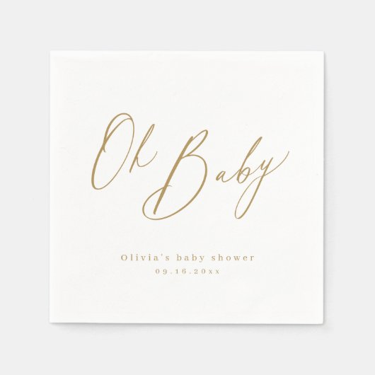 Gold modern oh baby script minimalistisch baby sho servet (Voorkant)