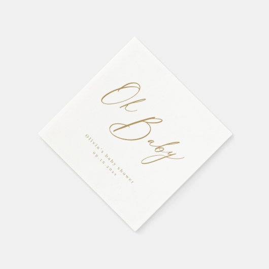 Gold modern oh baby script minimalistisch baby sho servet (Hoek)