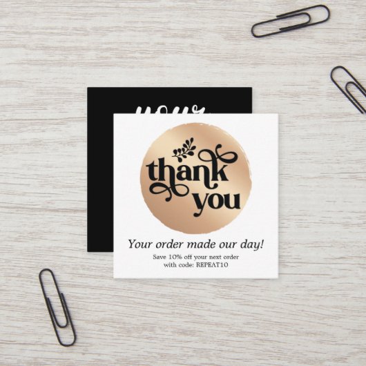 Gold Modern persoonlijke bestelbon - Hartelijk dan Vierkante Visitekaartje (Voorkant / Achterkant in situ)