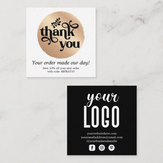 Gold Modern persoonlijke bestelbon - Hartelijk dan Vierkante Visitekaartje (Voorkant / Achterkant)