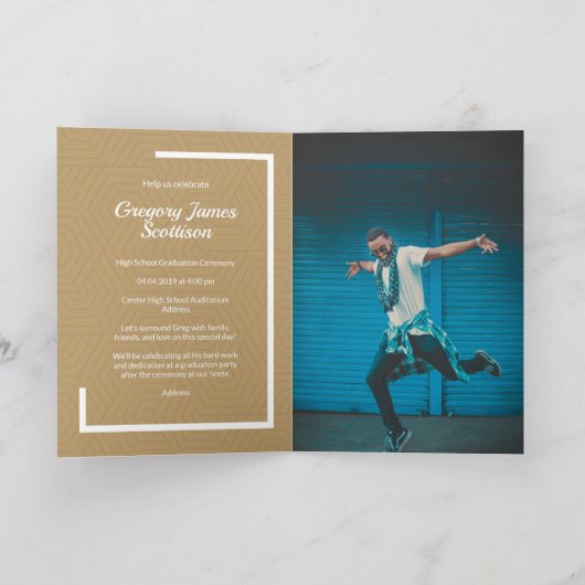 Gold Modern Photo Afstuderen Invitation (Binnen)