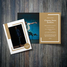 Gold Modern Photo Afstuderen Invitation