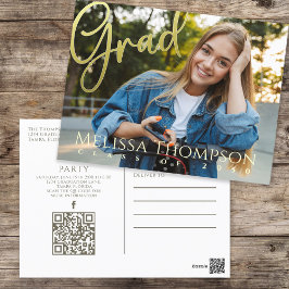 Gold Modern Photo Afstuderen Invitation Briefkaart