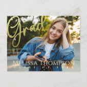 Gold Modern Photo Afstuderen Invitation Briefkaart (Voorkant)