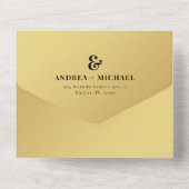 Gold Modern Photo & Ampersand Wedding QR Code All In One Uitnodiging (Achterkant)