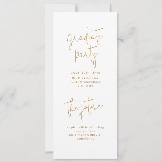 Gold Modern Script 3 Foto Afstuderen Aankondiging (Achterkant)