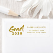 Gold Modern Script Afstuderen Retouradres Etiket (Insitu)