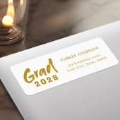 Gold Modern Script Afstuderen Retouradres Etiket