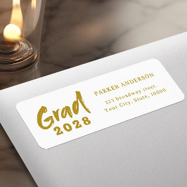 Gold Modern Script Afstuderen Retouradres Etiket