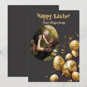 Gold Modern Script Familie Foto Pasen Feestdagenkaart