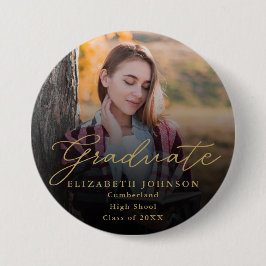 Gold Modern Script Foto Afstuderen Button