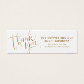 Gold modern script logo business bedankt dat je he mini visitekaartjes (Voorkant)