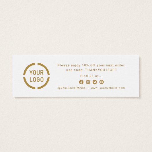 Gold modern script logo business bedankt dat je he mini visitekaartjes (Achterkant)