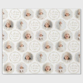 Gold Modern Script Merry Christmas Family 6 photo Cadeaupapier (Vlak)