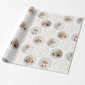 Gold Modern Script Merry Christmas Family 6 photo Cadeaupapier (Uitgerold)