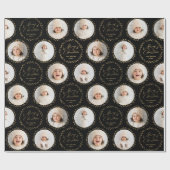 Gold Modern Script Merry Christmas Family 6 photo Cadeaupapier (Vlak)