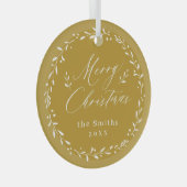 Gold Modern script Merry Kerstfeestdag Metal O Glas Ornament (Voorkant Rechts)