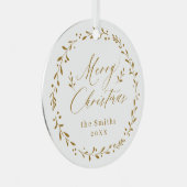 Gold Modern script Merry Kerstfeestdag Metalen Ornament (Voorkant Rechts)