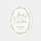 Gold Modern script Merry Kerstfeestdag Metalen Ornament (Voorkant links)