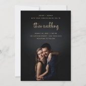 Gold Modern Script met foto | Weddenschap Kaart (Voorkant)