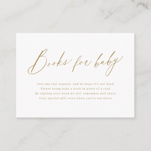 Gold modern script minimaliseert boeken informatiekaartje (Voorkant)