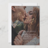 Gold modern script minimaliseert fotobruiloft kaart (Voorkant)