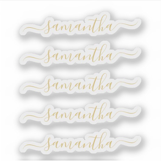 Gold Modern Script Personalized Name Sticker (Voorkant)