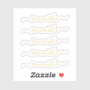 Gold Modern Script Personalized Name Sticker