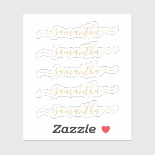 Gold Modern Script Personalized Name Sticker (Vel)
