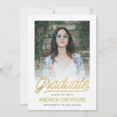 Gold Modern Script Photo Afstuderen aangekondigd Aankondiging (Voorkant)